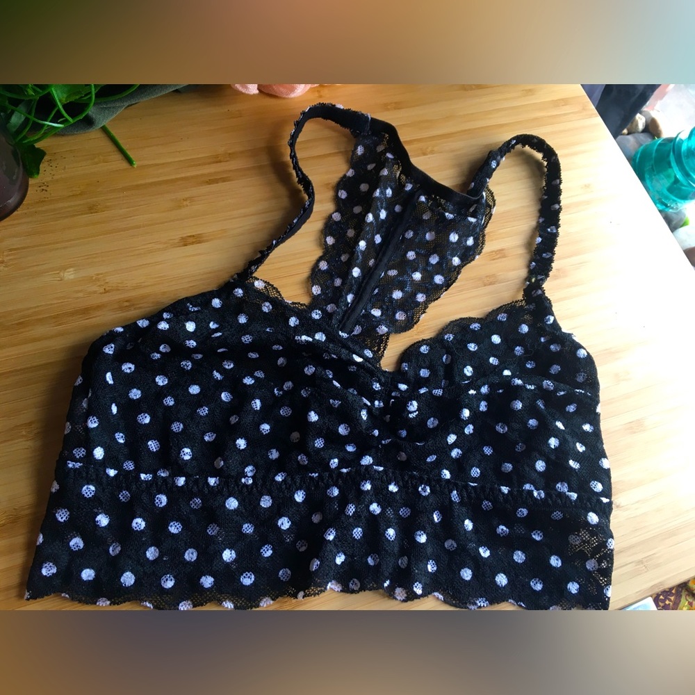 PINK Victoria's Secret polka dot lace racer back bralette in Size Small '13